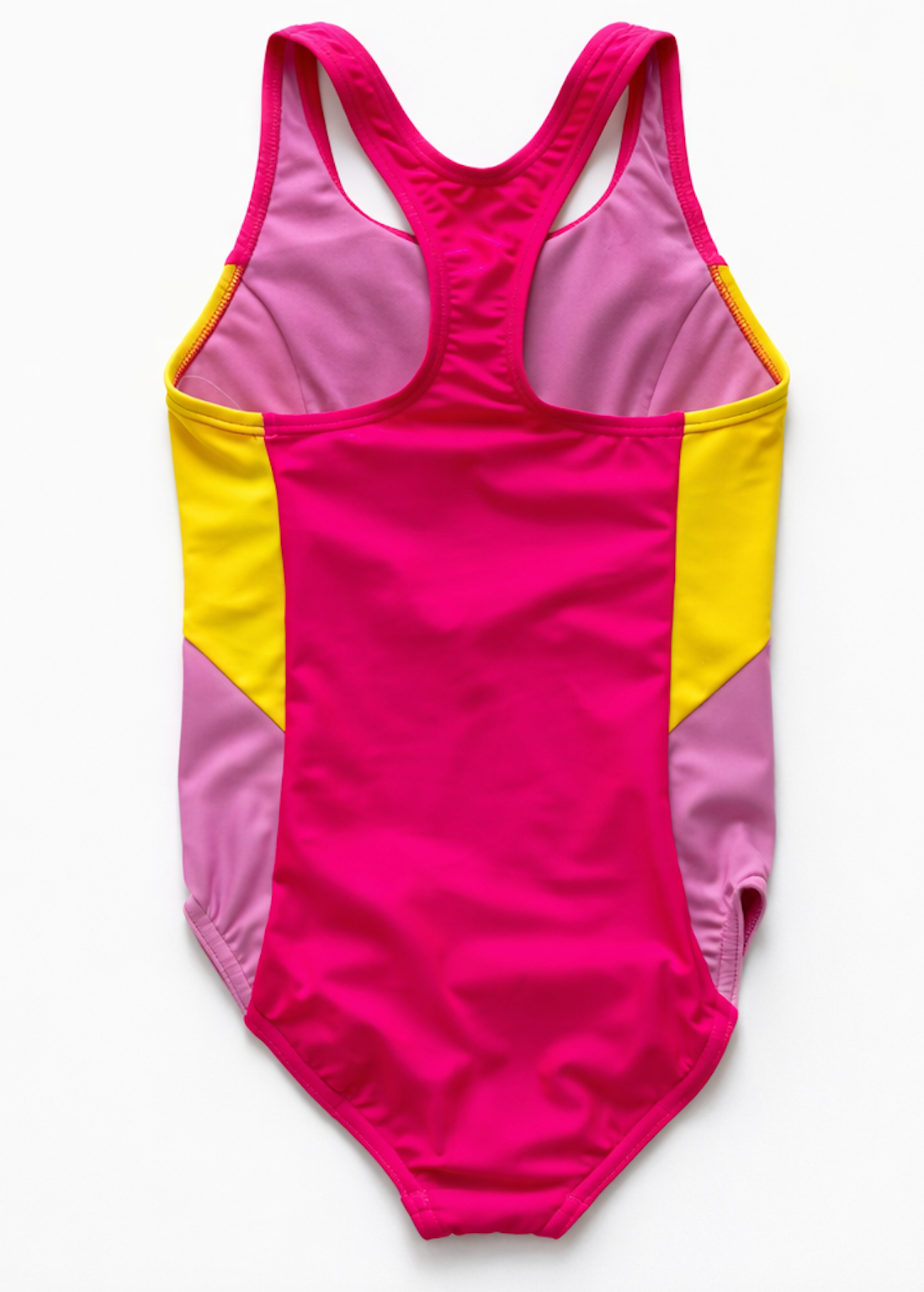 speedo junior swimsuit color block pink/yellow