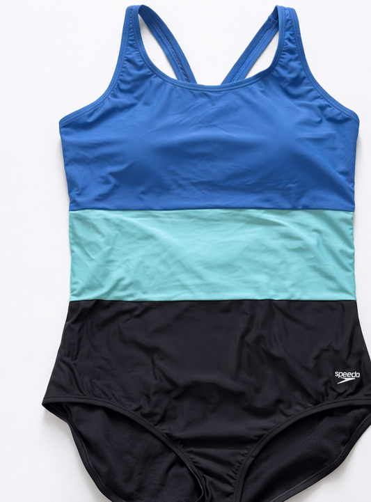 Speedo women's swimsuit color block bright cobalt